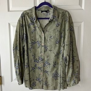 Vintage‎ Tapestry Green Floral Long Sleeve Button Down, Sz 2X